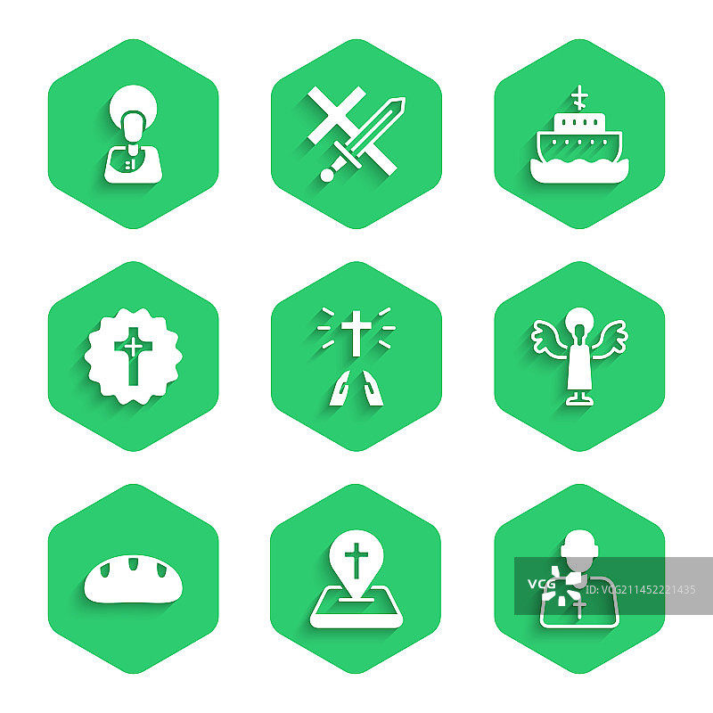 祈祷的手势与教堂位置标志图片素材