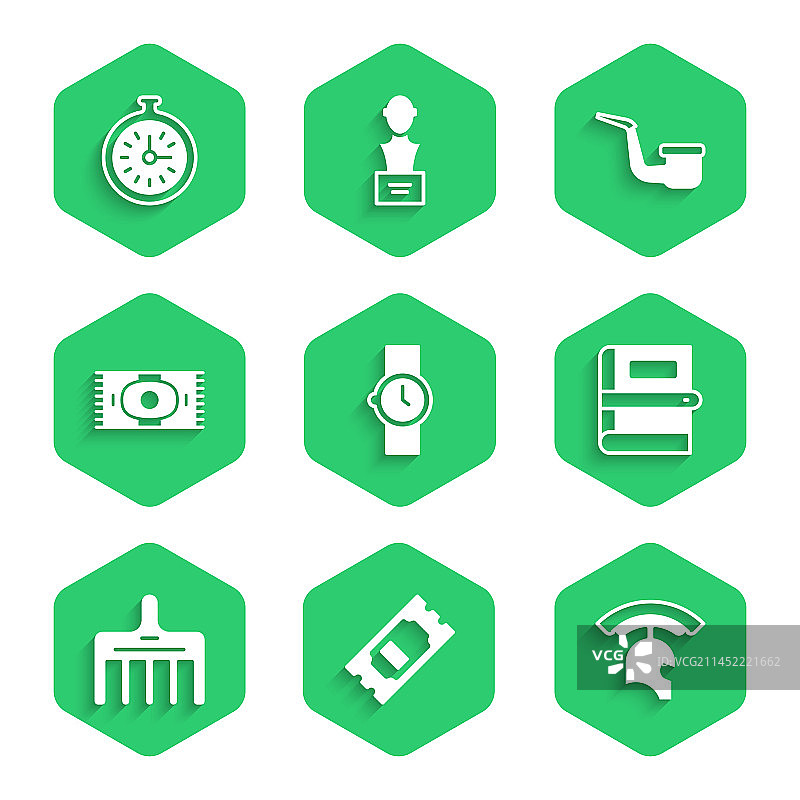 手表电影票罗马头盔组合图片素材