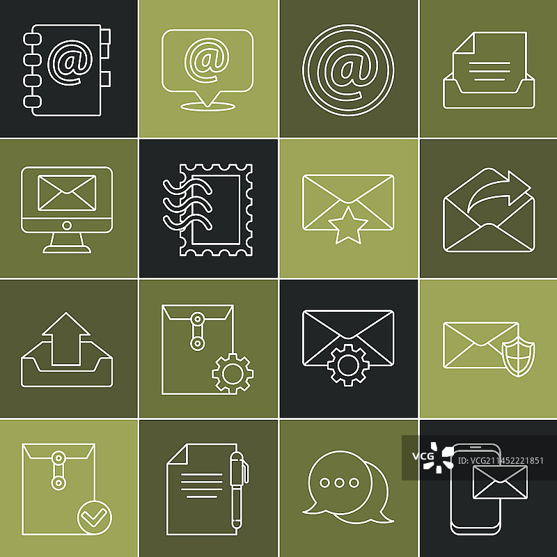 线性手机信封带盾牌的信封图片素材