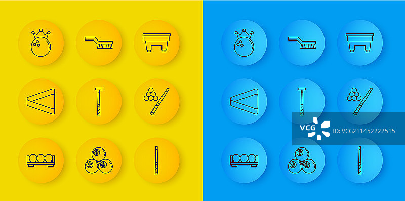 支架上的台球和三角球杆套装图片素材