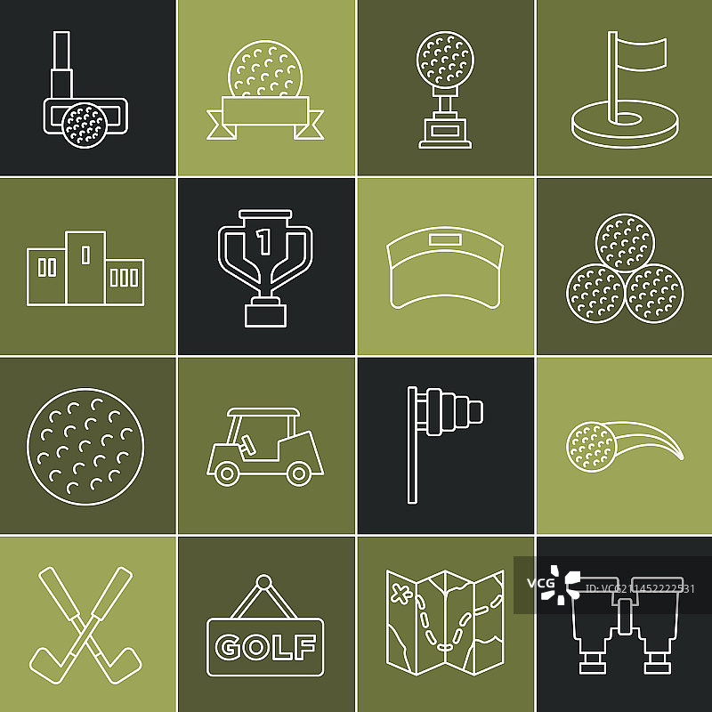 望远镜高尔夫球奖杯组合图片素材