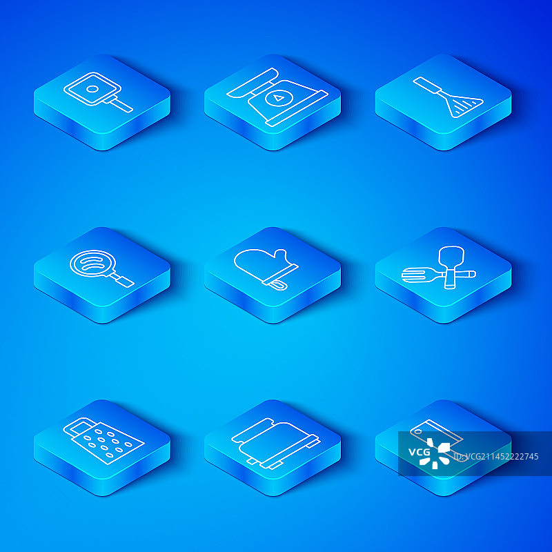 线条擦菜板烤箱手套叉子组合图片素材