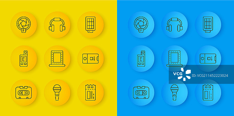 复古音频卡带与照度计线性设定图片素材