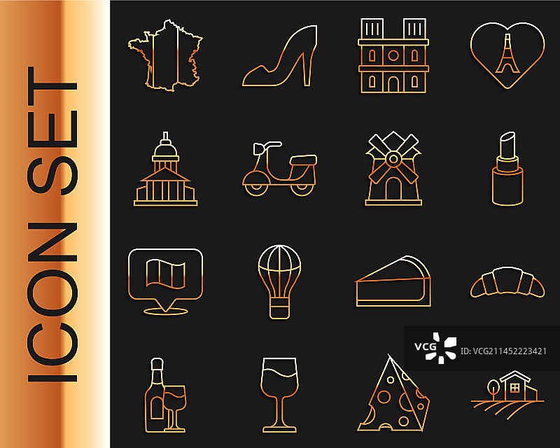 乡村风景羊角面包口红设置图片素材