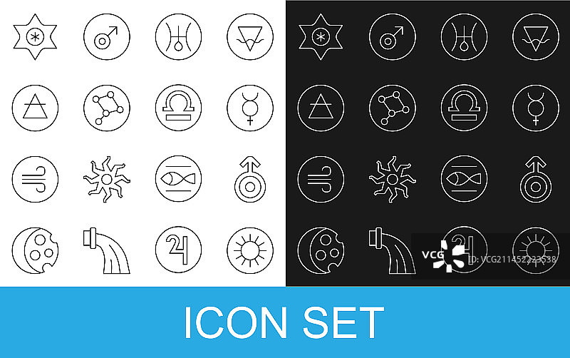 天王星水星大熊星座线条组合图片素材