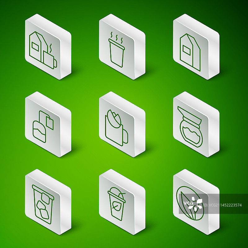 线条茶具：茶叶、奶茶杯与玫瑰图片素材