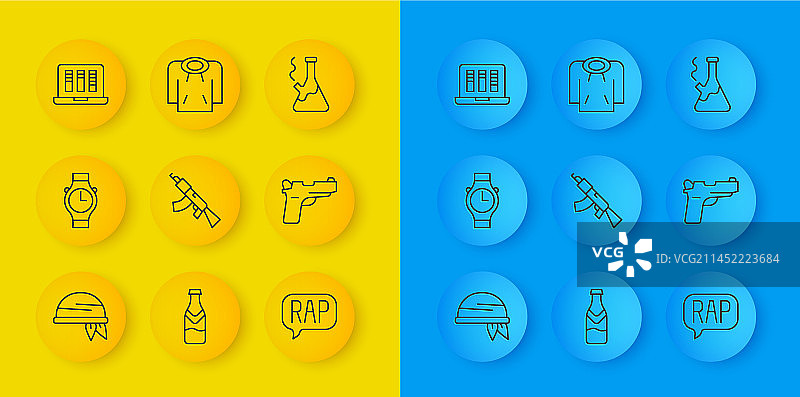 头巾手表冲锋枪说唱线条icon合集图片素材