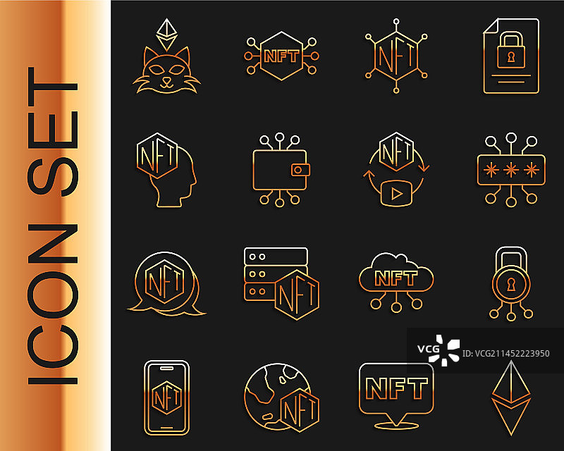 以太坊网络安全NFT线条设计图片素材