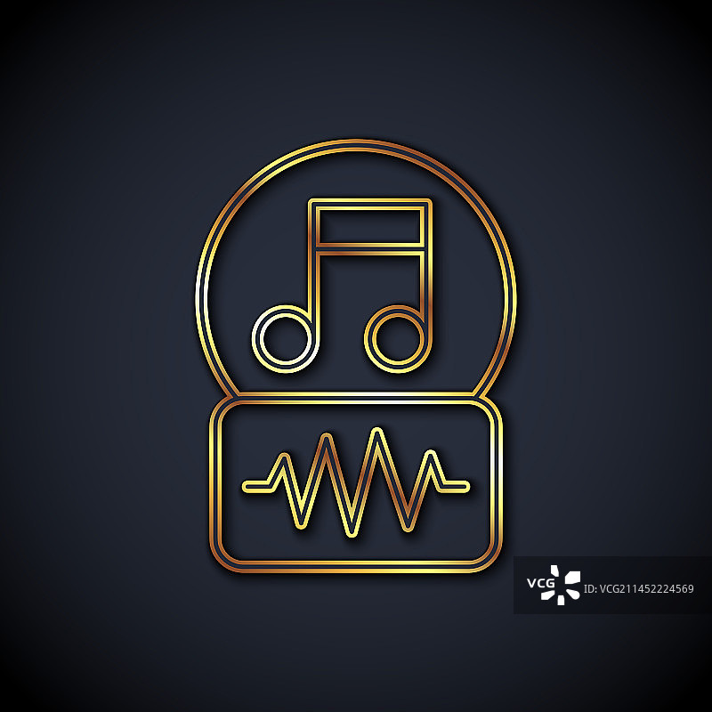 黑色背景上的金色线条音符图标图片素材