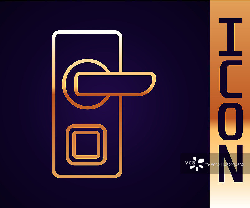 带无线功能的金色线条数字门锁图片素材