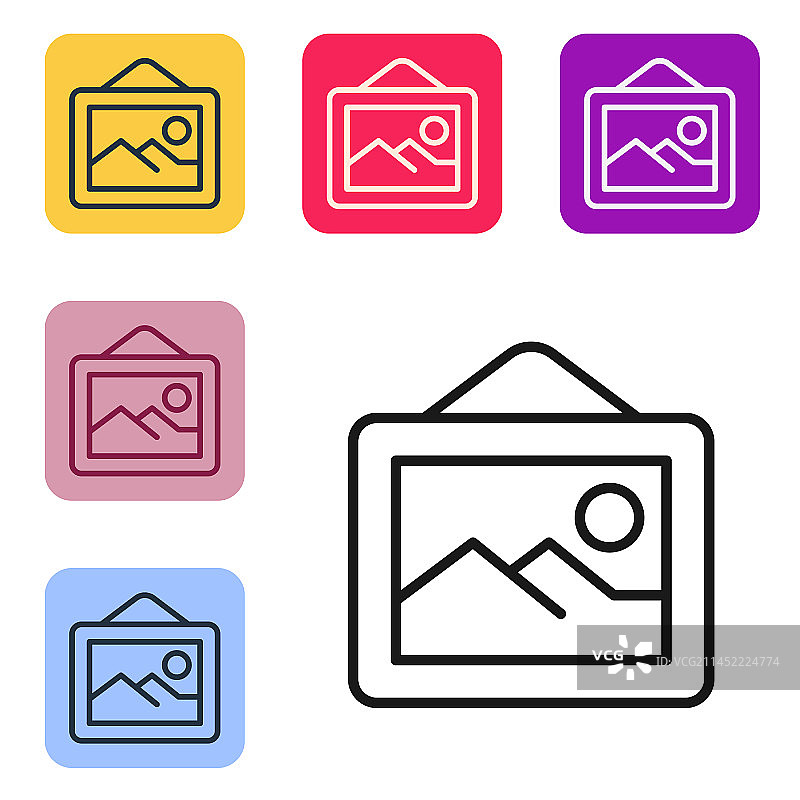 黑色线条风景图标图片素材