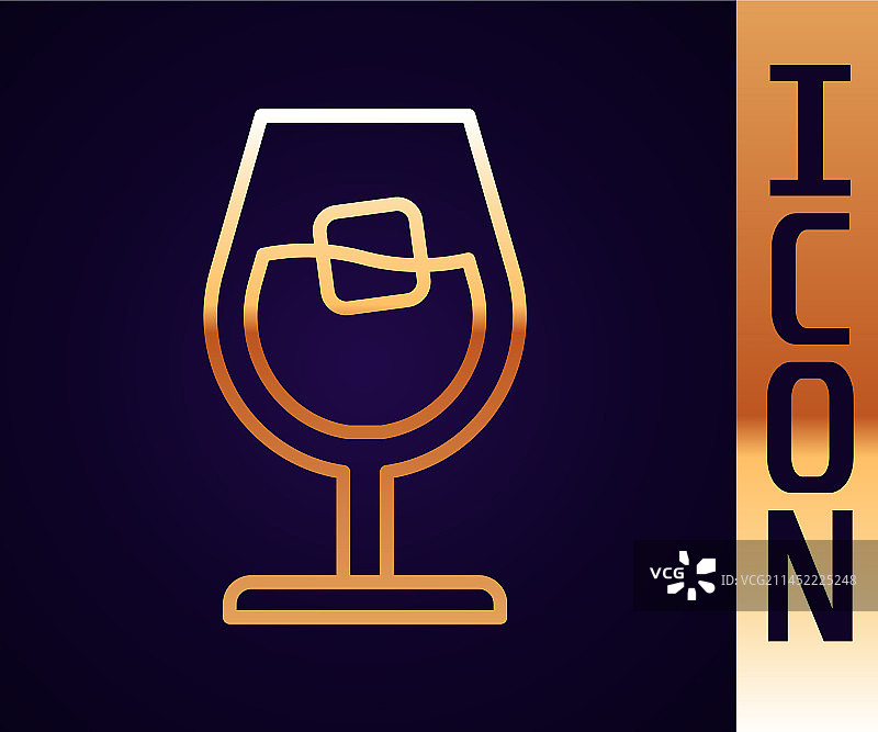 黑色背景上的金色线条酒杯图标图片素材