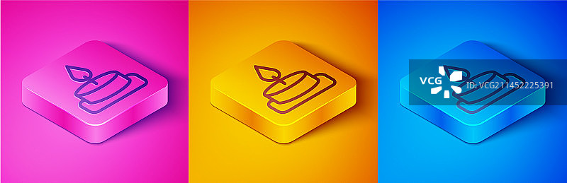 2.5D粉色背景上的线条香薰蜡烛图标图片素材