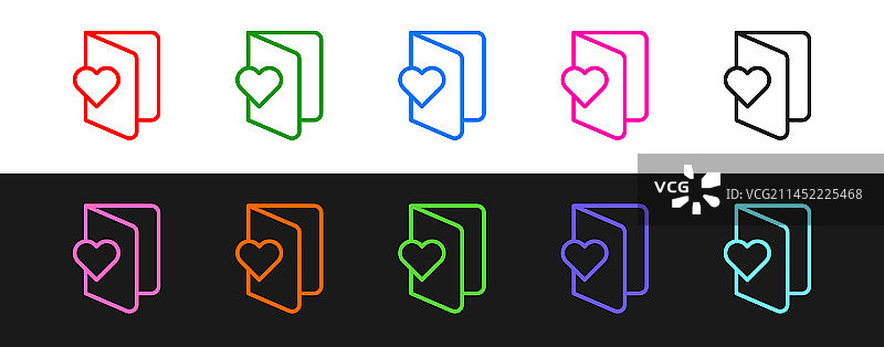 心形图标情人节宣传单组合线条图片素材