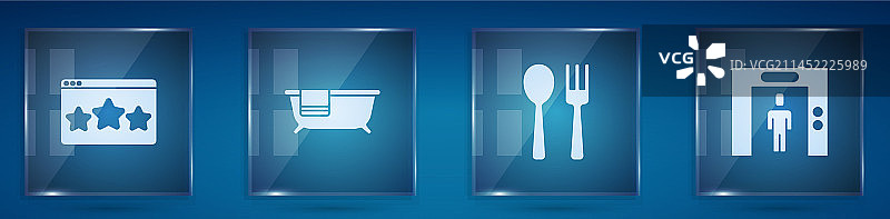 五星评级、浴缸、叉子图标套装图片素材