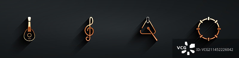 吉他高音谱号三角形和铃鼓合集图片素材