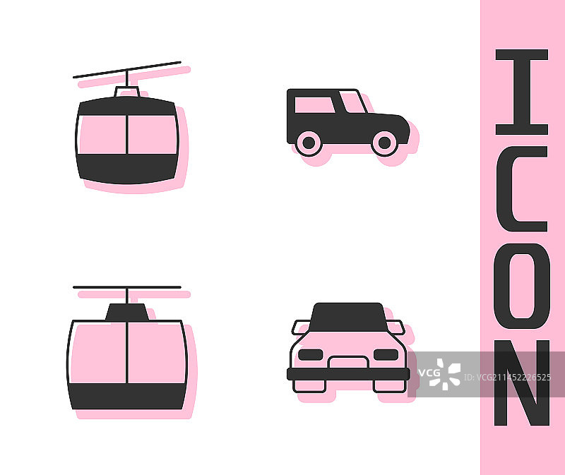 汽车缆车图标套装图片素材