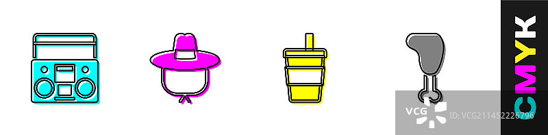 带扬声器的家用立体声音响和露营帽图片素材