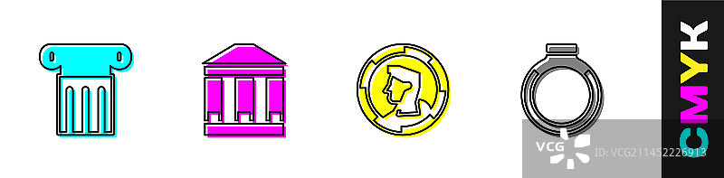 古代石柱博物馆建筑金币黄金图片素材