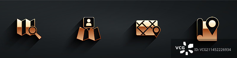 搜索地点：带标记的折叠地图GPS图片素材