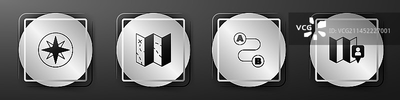 风向标、折叠地图、路线定位合集图片素材