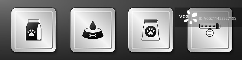 宠物食品袋装组合，含宠物碗、猫和狗图片素材