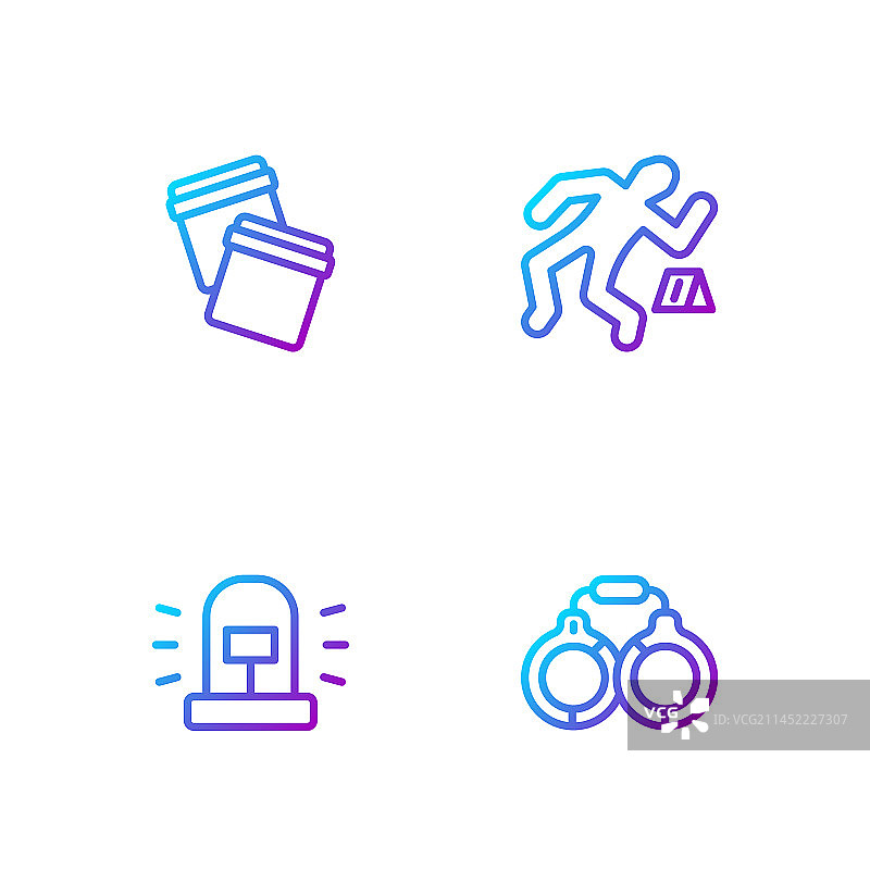 手铐、闪光器、塑料袋图标组合图片素材