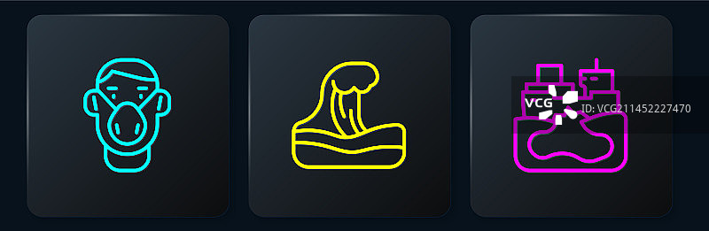 防护面罩、废弃油污等工业用品图片素材