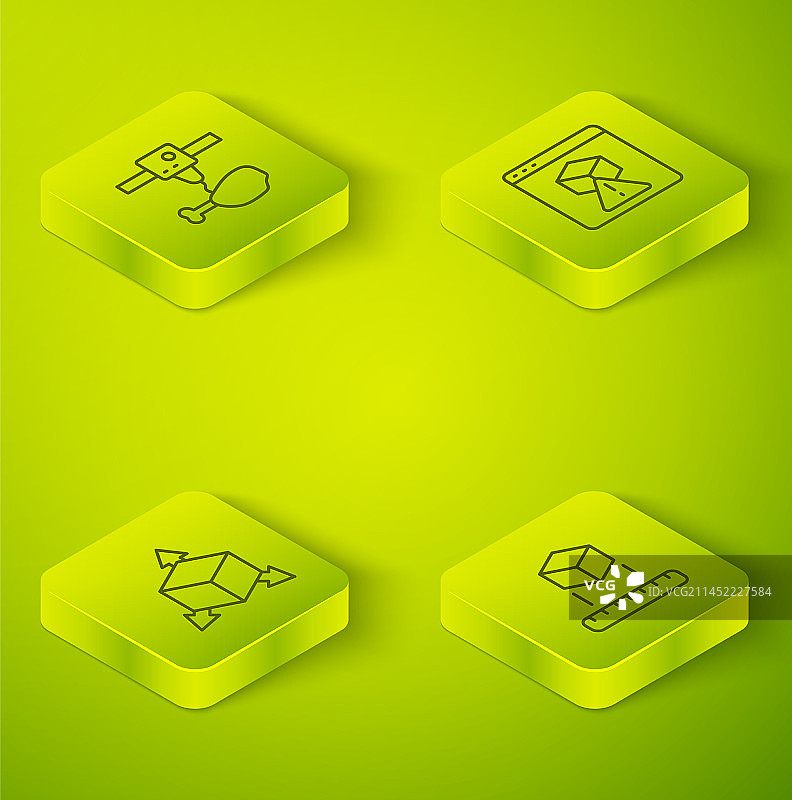 2.5D线条 3D打印机等距立方体图片素材