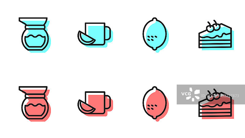 柠檬茶壶、柠檬茶杯图标图片素材