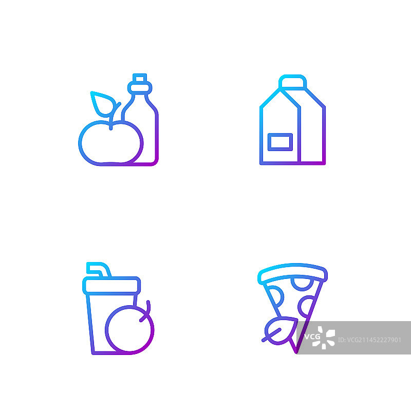 纯素披萨片、新鲜冰沙和苹果图片素材