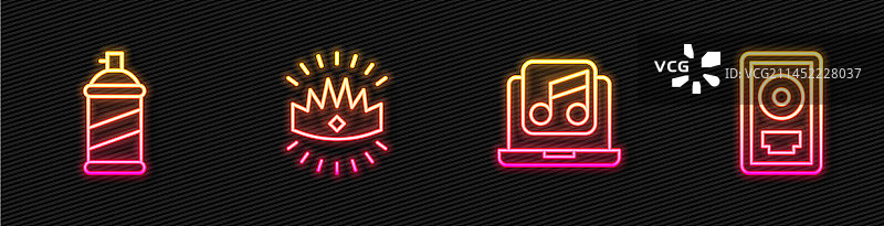 带音乐喷漆罐国王的笔记本电脑图片素材