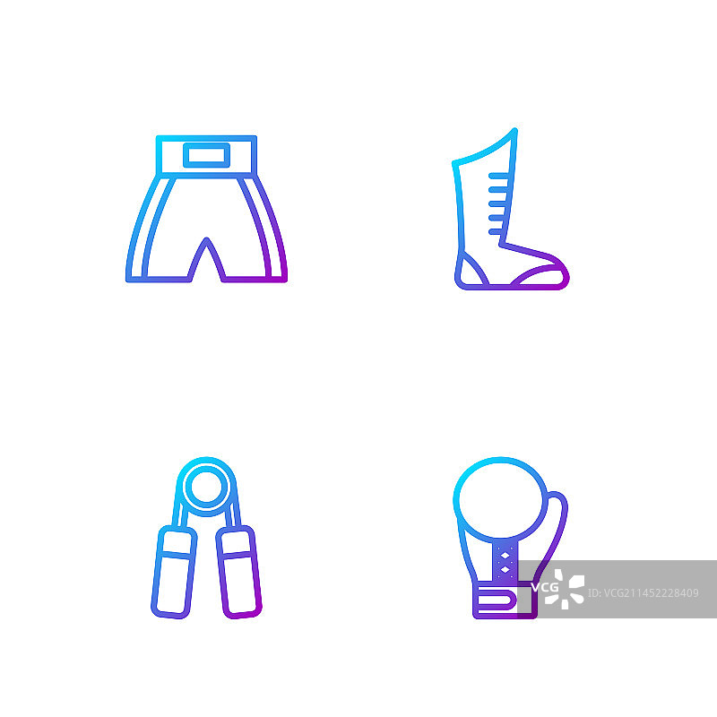 拳击手套运动拉力器短裤线条组合图片素材