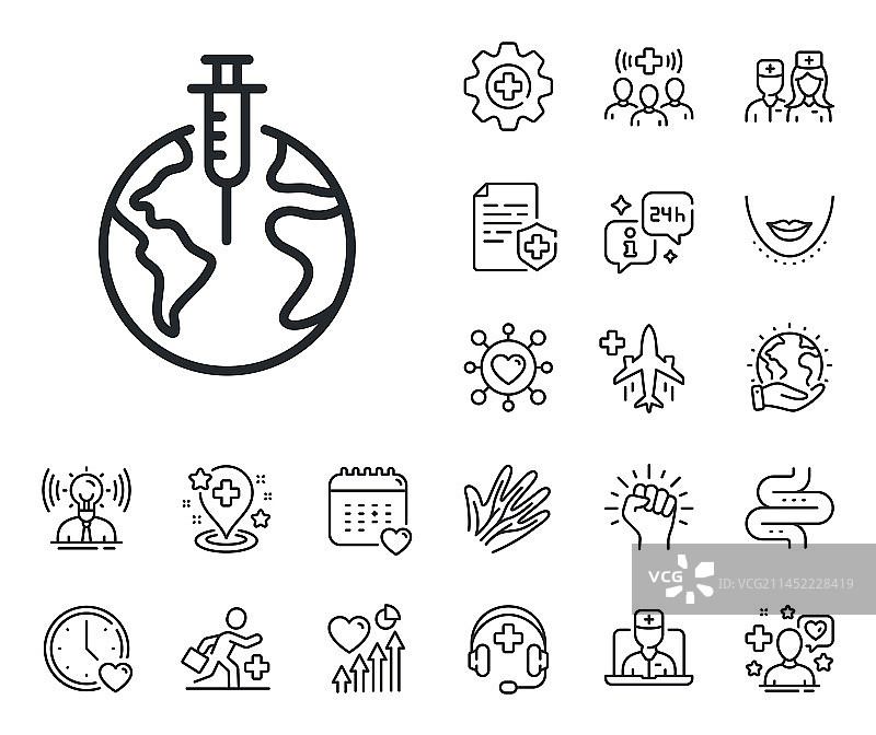 疫情疫苗线性图标新冠注射器符号图片素材