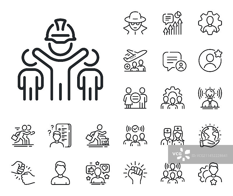 工程团队线条图标：工程师或建筑师图片素材