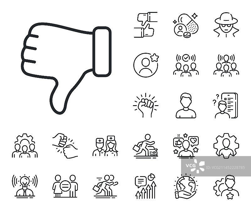 不喜欢的手势线条图标，拇指向下图片素材