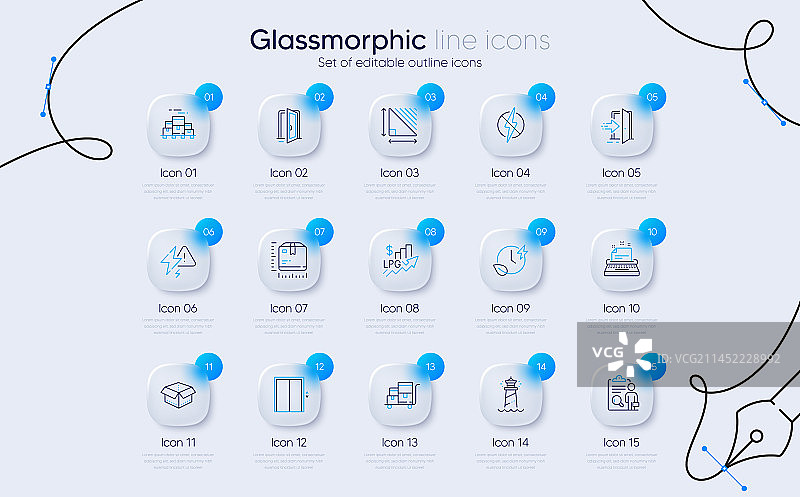 开箱检查和打字机线性图标合集图片素材