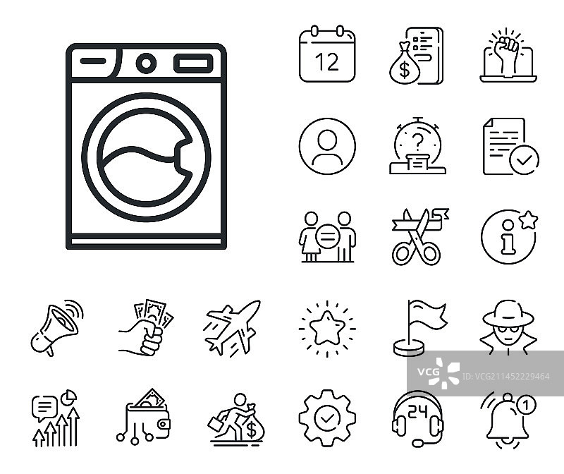 洗衣机清洁服务线性图标图片素材