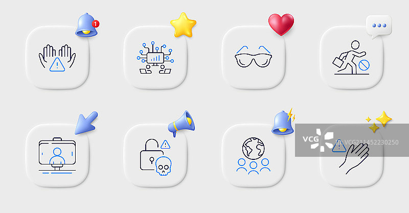眼镜、全球商业与网络攻击线图片素材