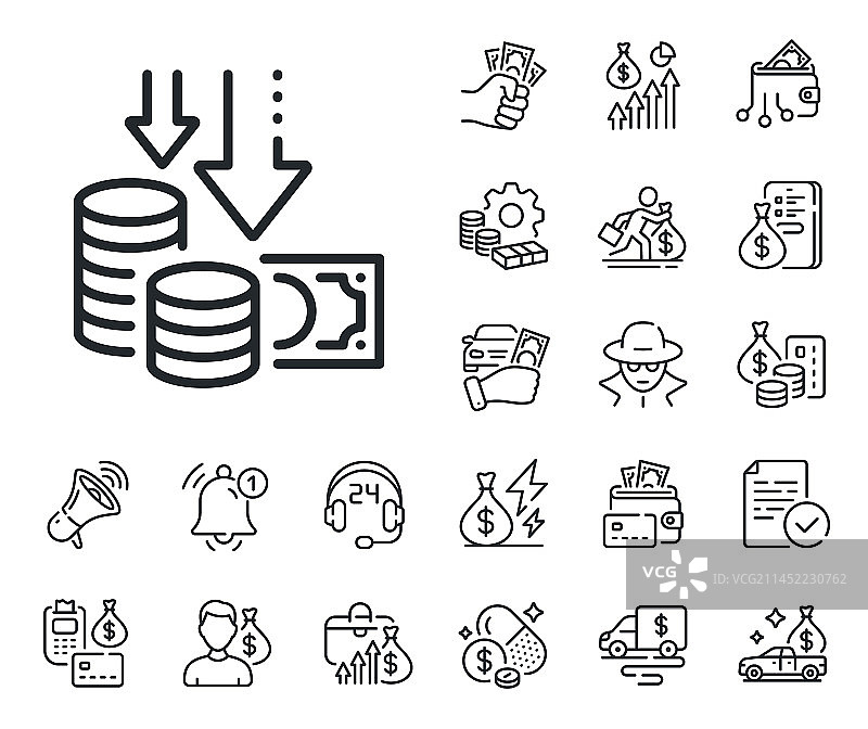 通货紧缩线性图标价格降低现金符号图片素材