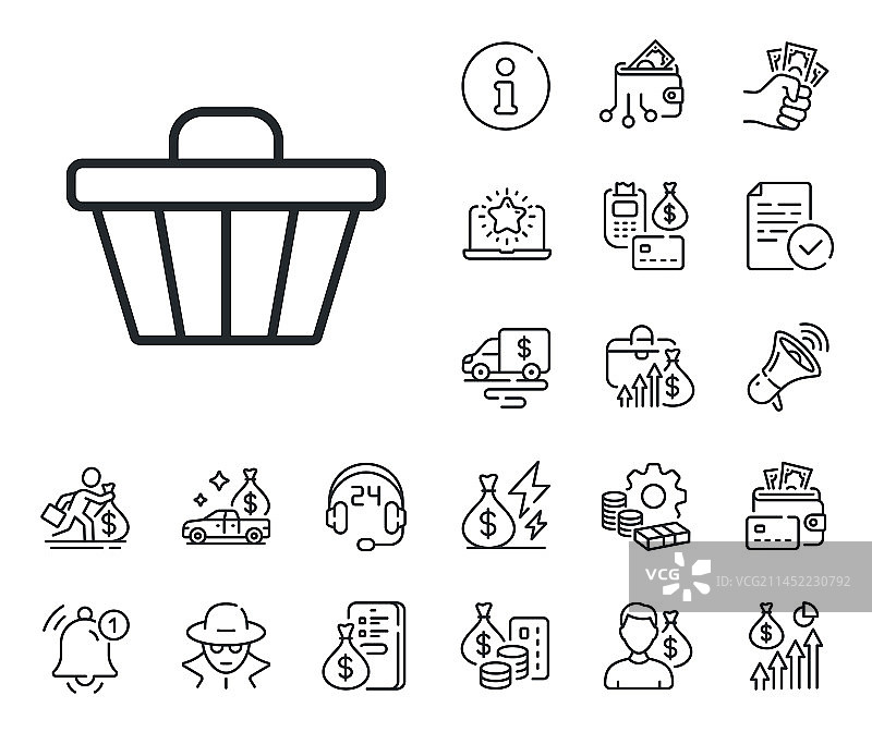 在线购买现金购物车线性图标图片素材