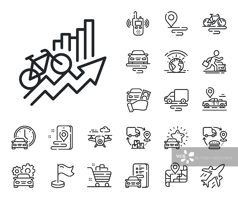 自行车骑行图表培训结果线性图标图片素材