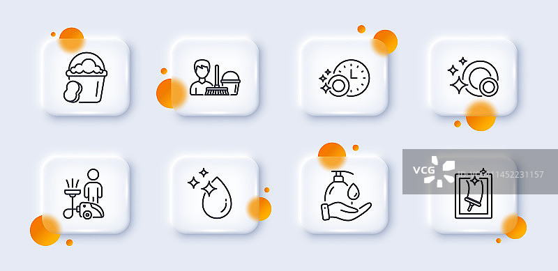 清洁水滴和洗碗机定时器图片素材