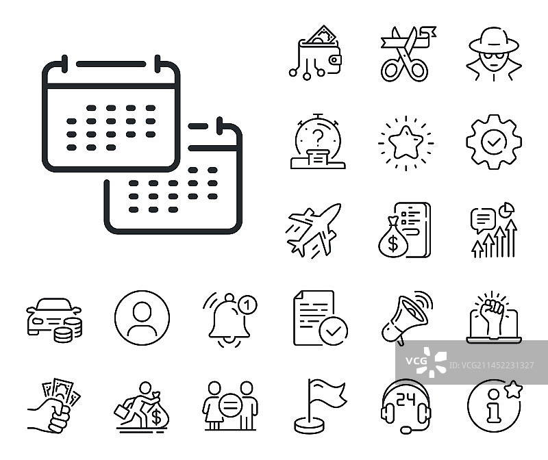 日历线条图标年度计划符号工薪族图片素材