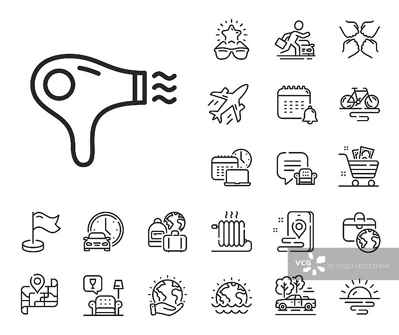 酒店吹风机线性图标图片素材