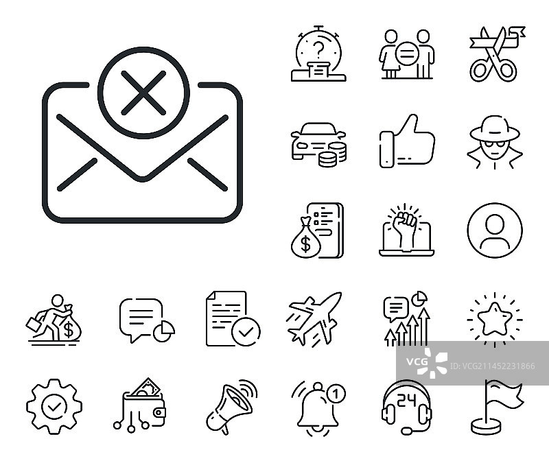 拒绝邮件线性图标删除信息标志图片素材