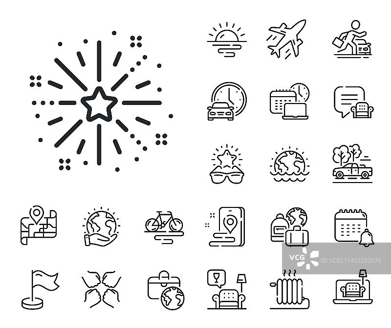 烟花爆炸线性图标图片素材