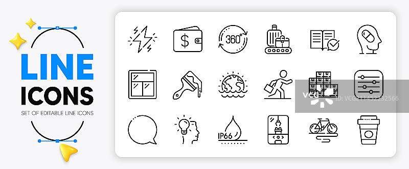 创意起重机爪机和自行车线条图标图片素材