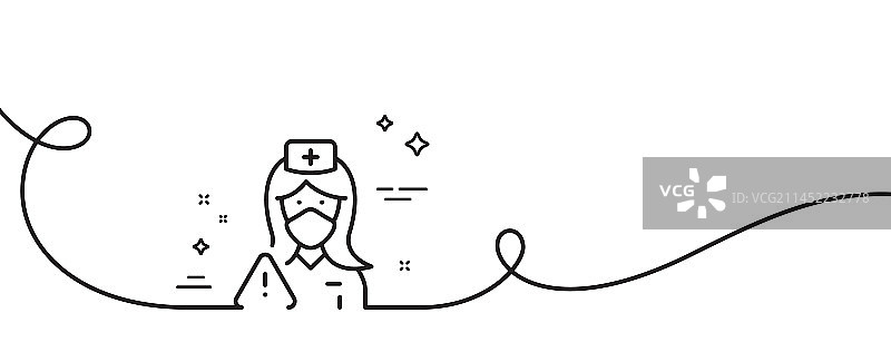 戴医疗口罩的护士线性图标图片素材