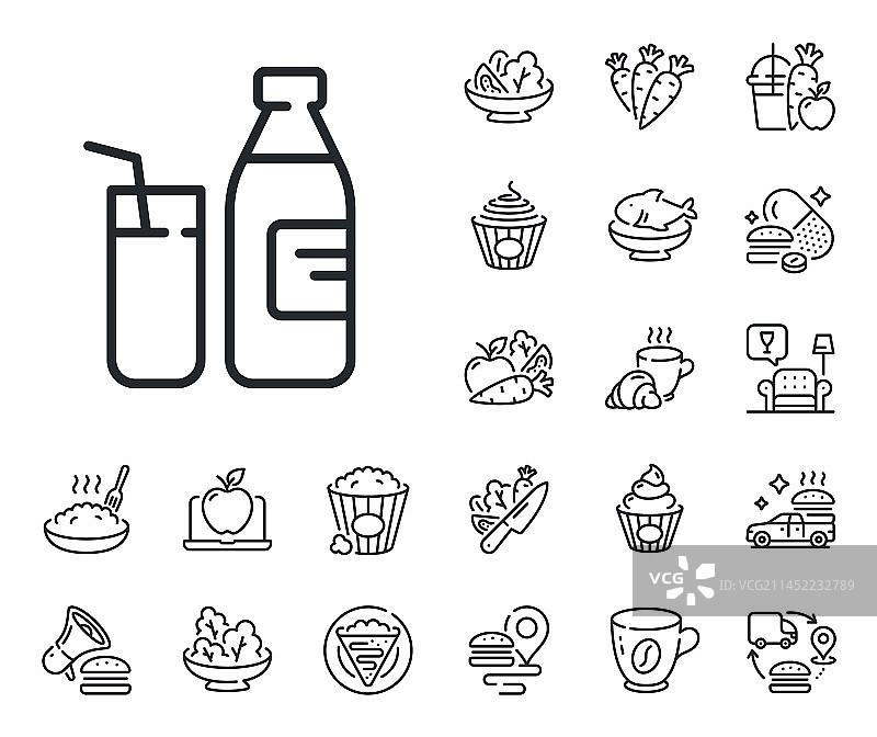 牛奶线条图标新鲜饮品甜可丽饼标志图片素材